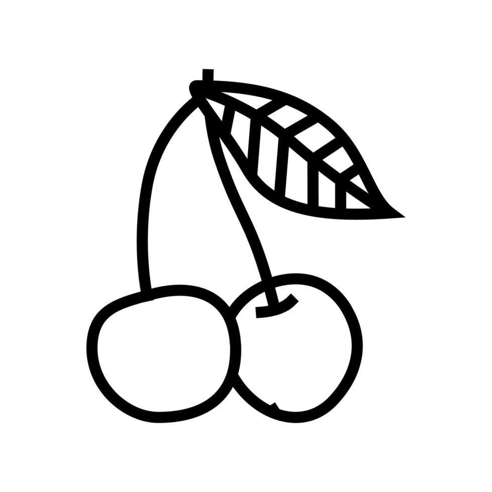 cereza baya línea icono vector ilustración