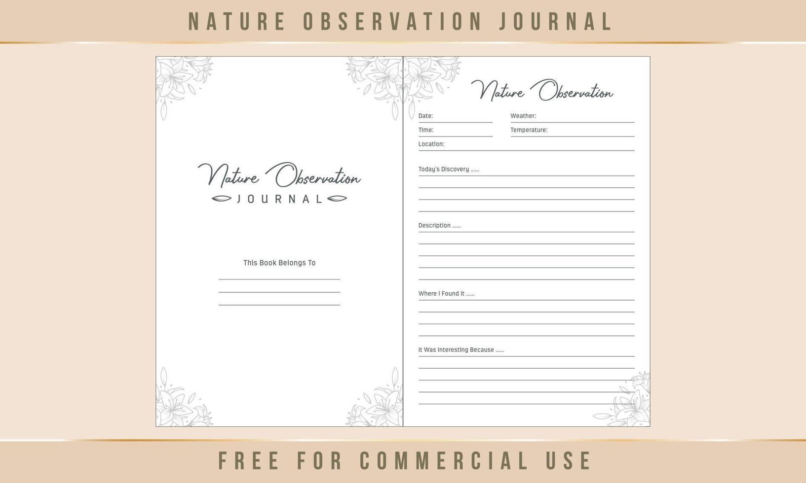 Nature Observation Journal Interior Design vector