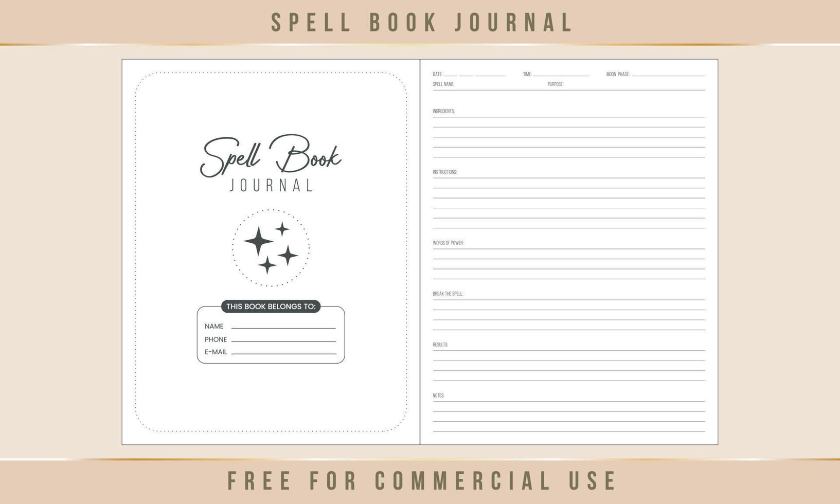 Spell Book Journal Interior Design vector