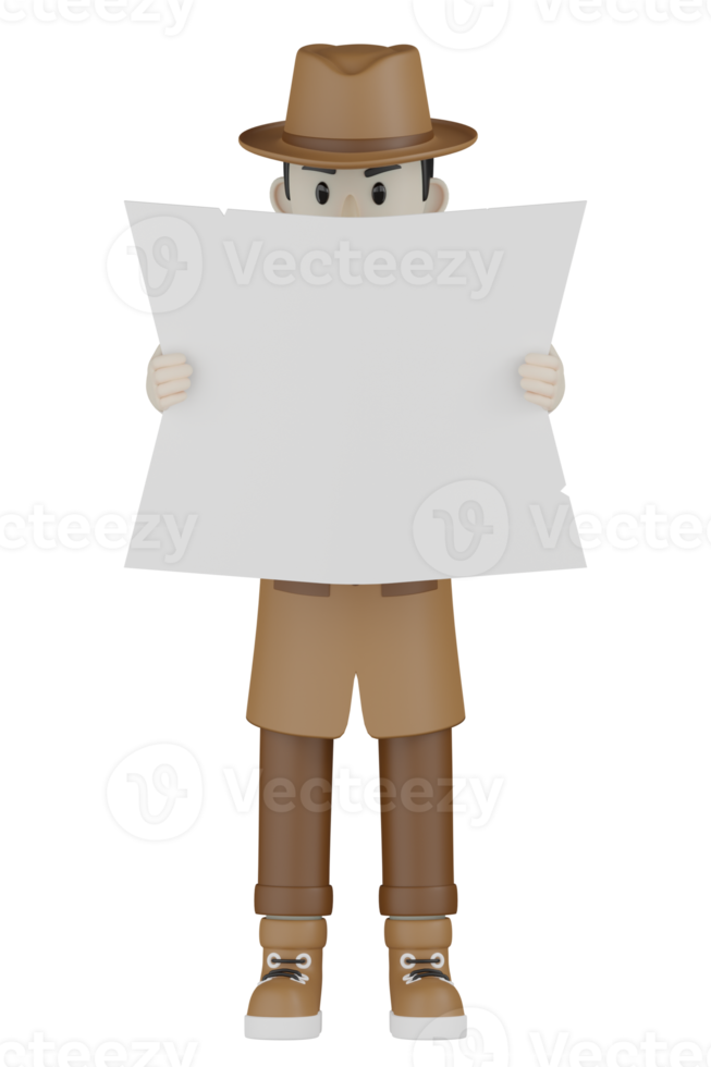 3d Isolated Detective with chocolate robes png