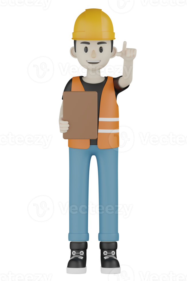 3D-geïsoleerde veldwerkers met oranje vesten en gele helmen png