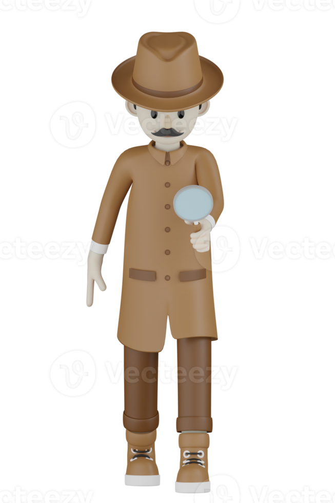 3D-geïsoleerde detective met chocolade gewaden png