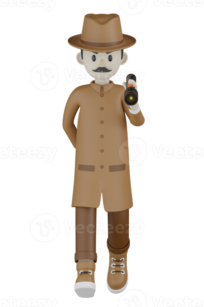 detetive isolado 3D com vestes de chocolate png