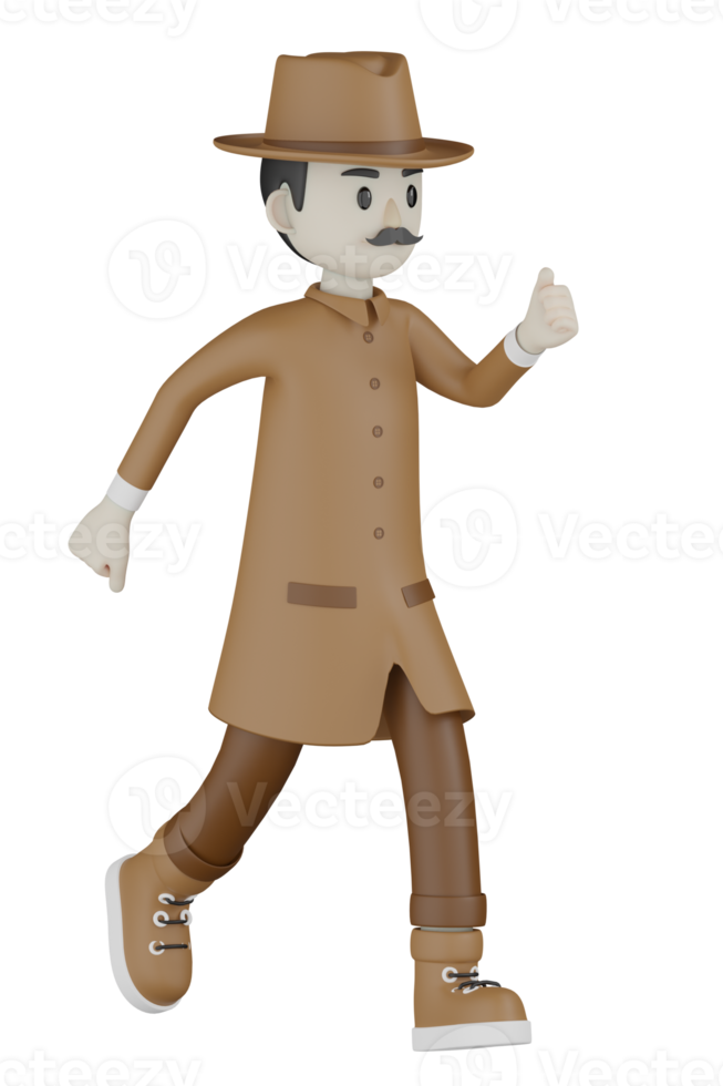 3D-geïsoleerde detective met chocolade gewaden png