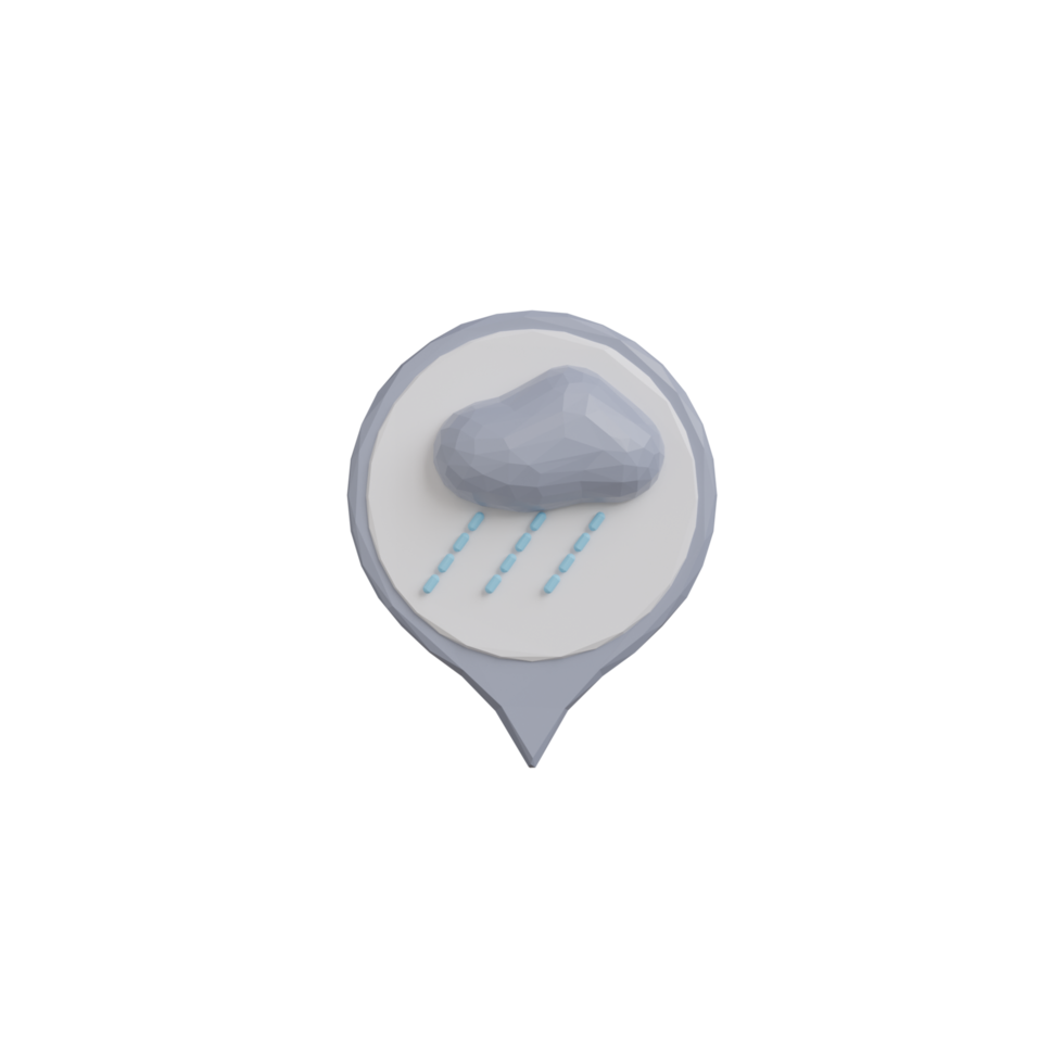 3D Rainy Cloud Locator Icon Object png