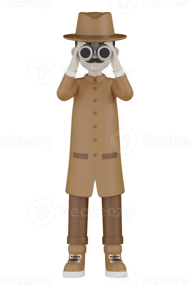 detetive isolado 3D com vestes de chocolate png