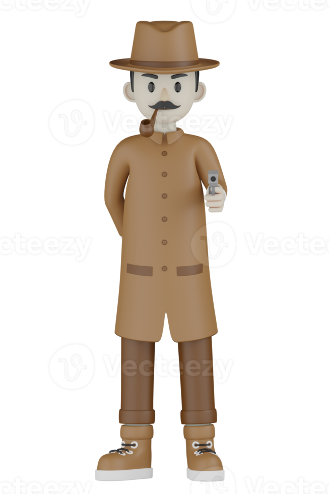 detetive isolado 3D com vestes de chocolate png