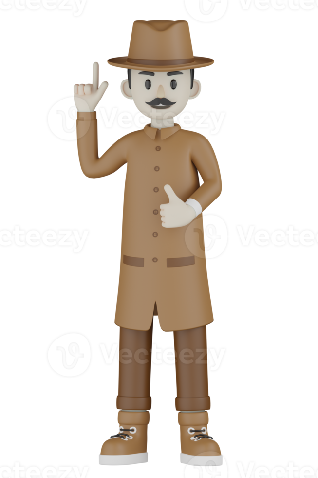 detetive isolado 3D com vestes de chocolate png