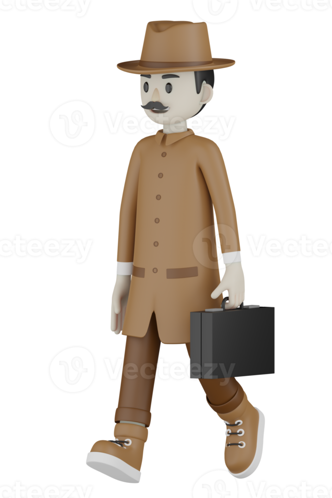 detetive isolado 3D com vestes de chocolate png