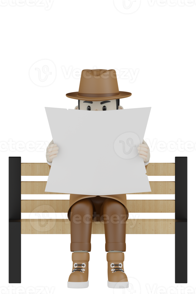 3d Isolated Detective with chocolate robes png
