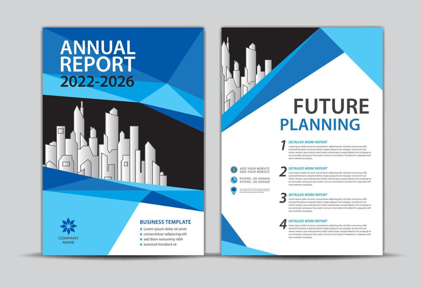 Annual report template, annual report Cover design, Brochure Flyer template, Business cover background, brochure layout, modern creative design, Advertisement, Magazine ads, blue polygon background vector