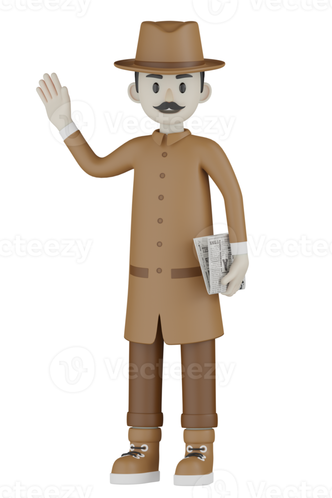 detetive isolado 3D com vestes de chocolate png