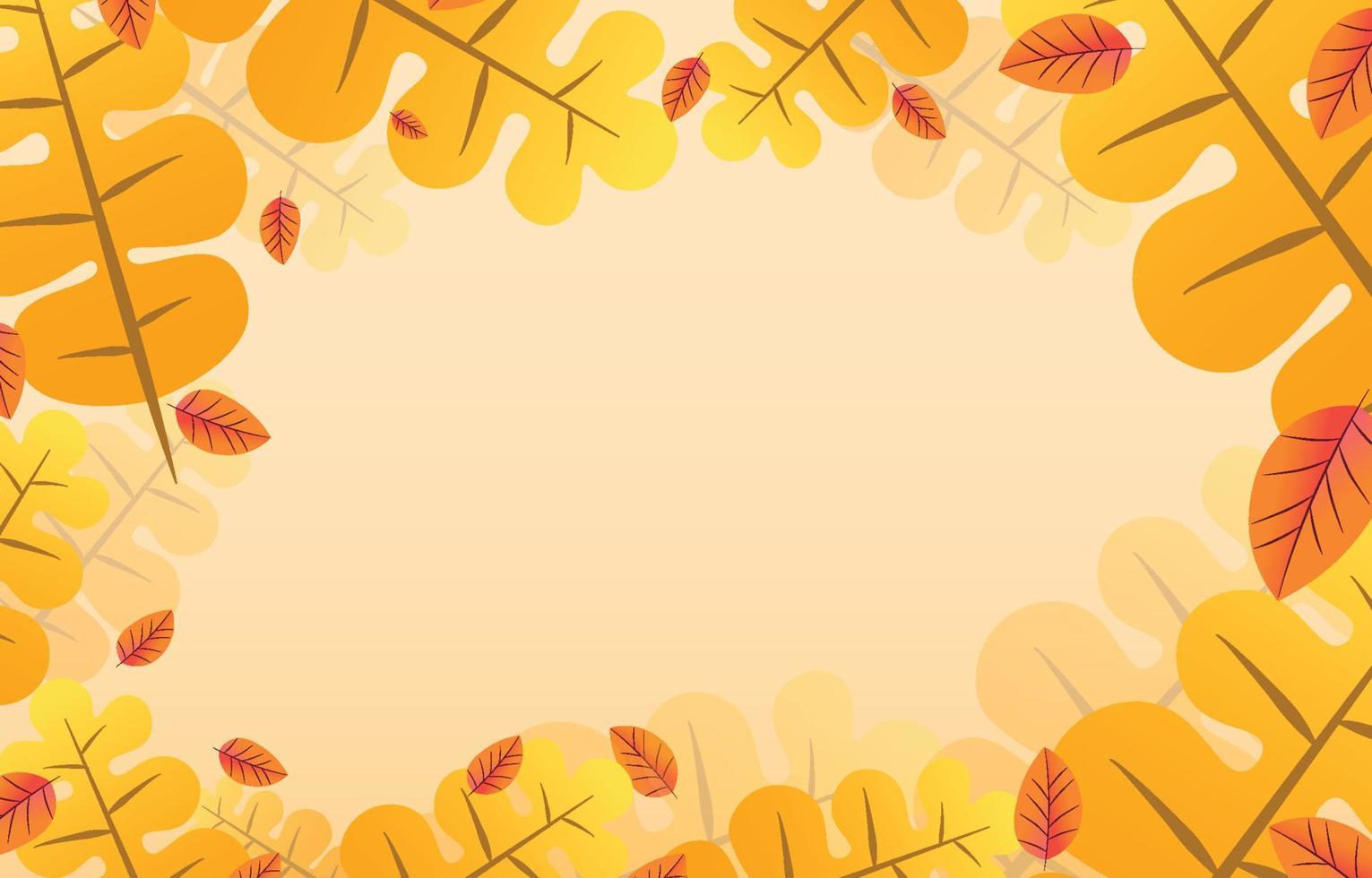 fondo de otoño con hojas de color amarillo dorado con marcos de espacio en blanco. concepto de caída de pancarta. para papel tapiz, postales, tarjetas de felicitación, páginas web, ventas en línea. ilustración vectorial vector