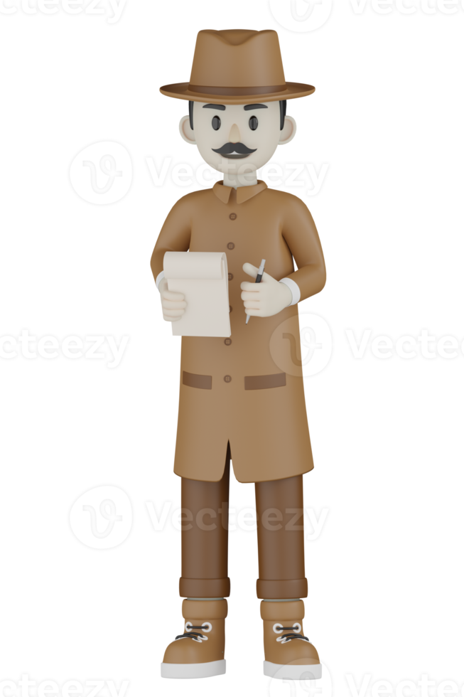 3d Isolated Detective with chocolate robes png