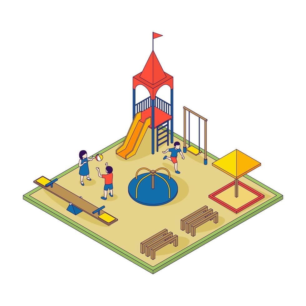 Children Activity Isometric vector