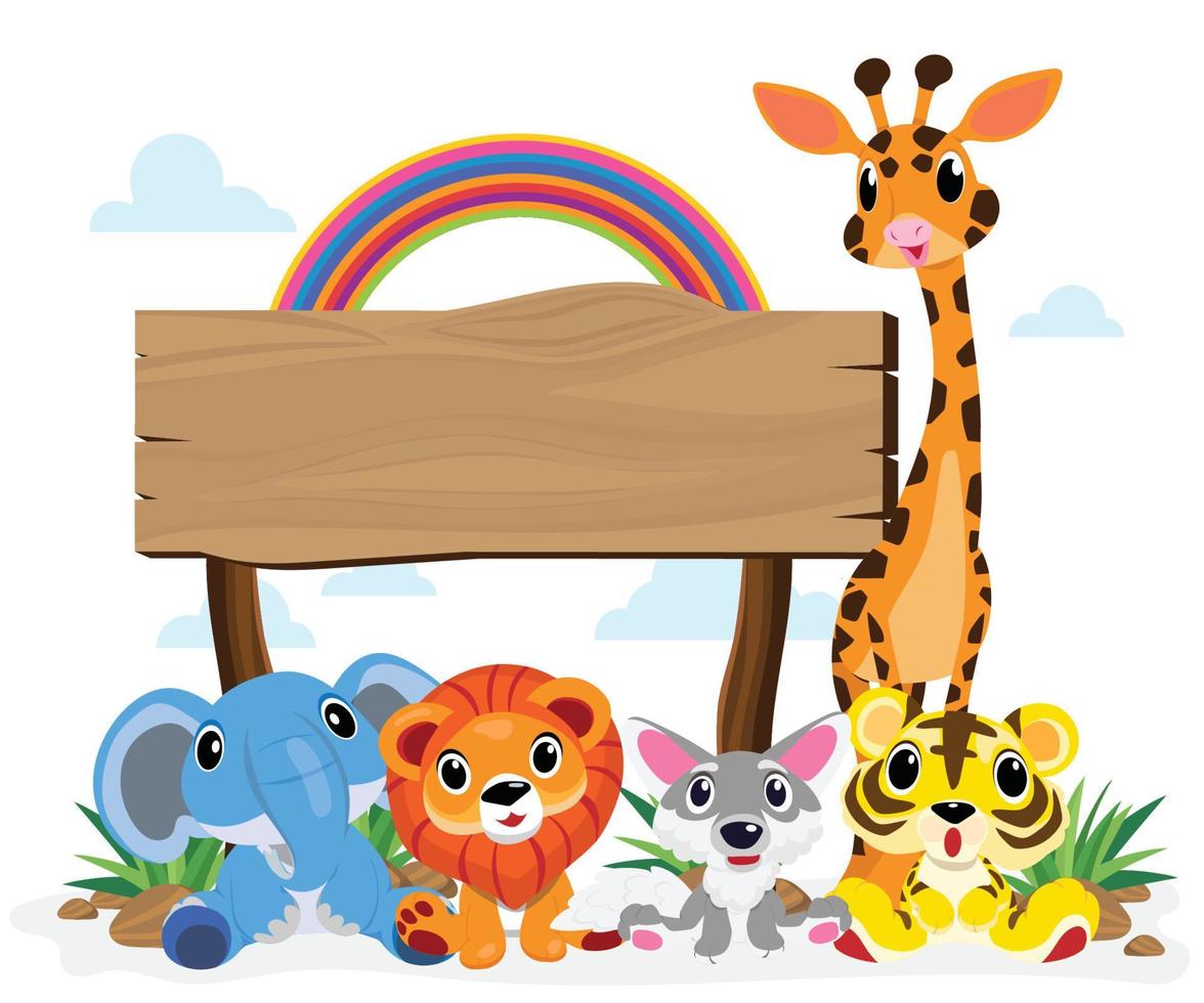 Cute animals in Zoo, Placards and banner in zoos Design for banner, layout, annual report, web, flyer, brochure, ad. vector