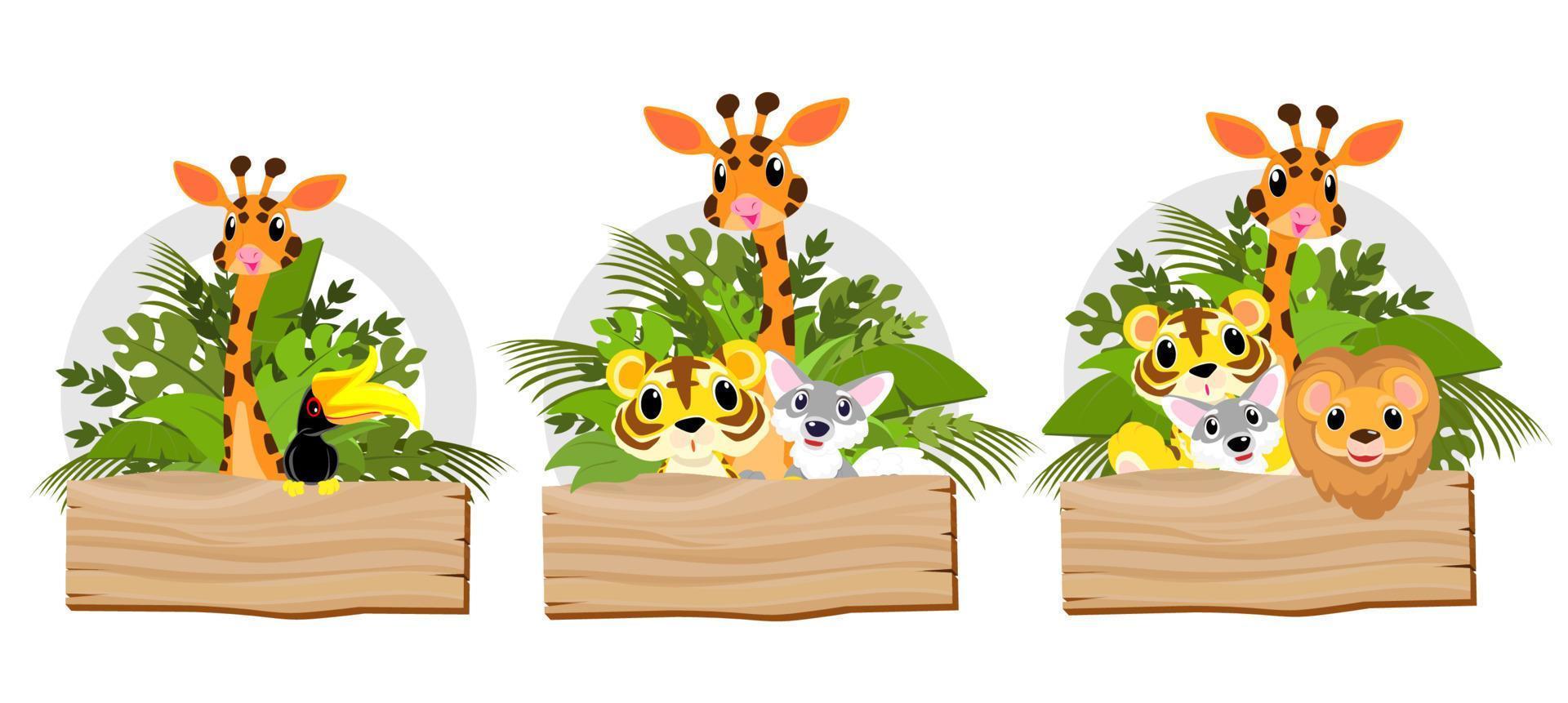 Cute animals in Zoo, Placards and banner in zoos Design for banner, layout, annual report, web, flyer, brochure, ad. vector