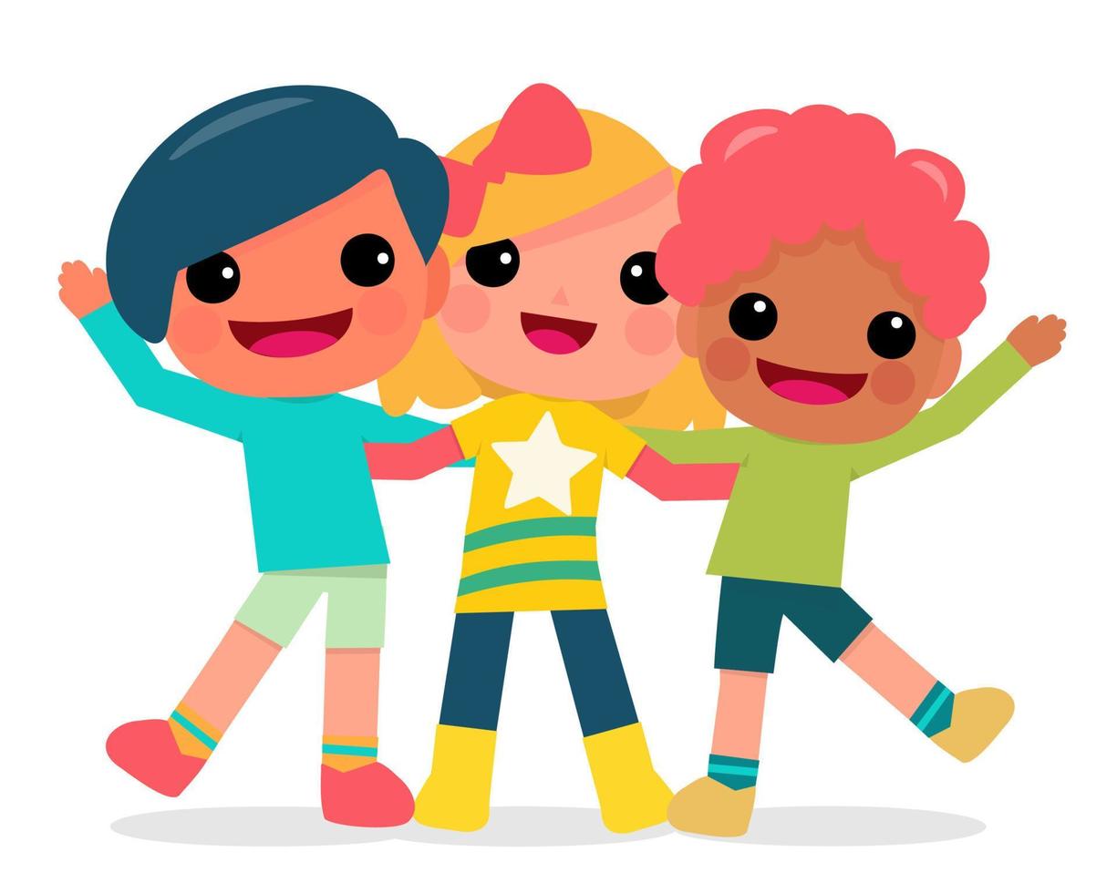 Happy Children boy and girl Funny cartoon character design. Design for banner, layout, annual report, web, flyer, brochure, ad. vector