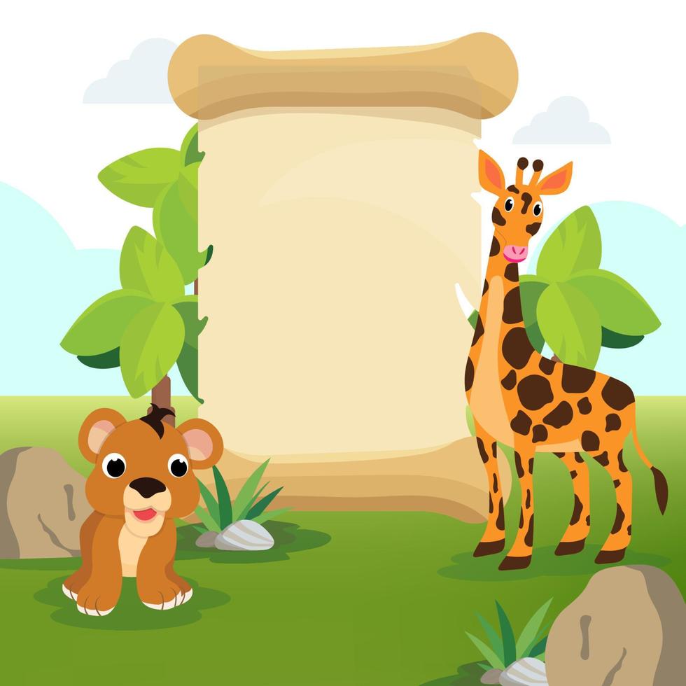 Cute animals in Zoo, Placards and banner in zoos Design for banner, layout, annual report, web, flyer, brochure, ad. vector