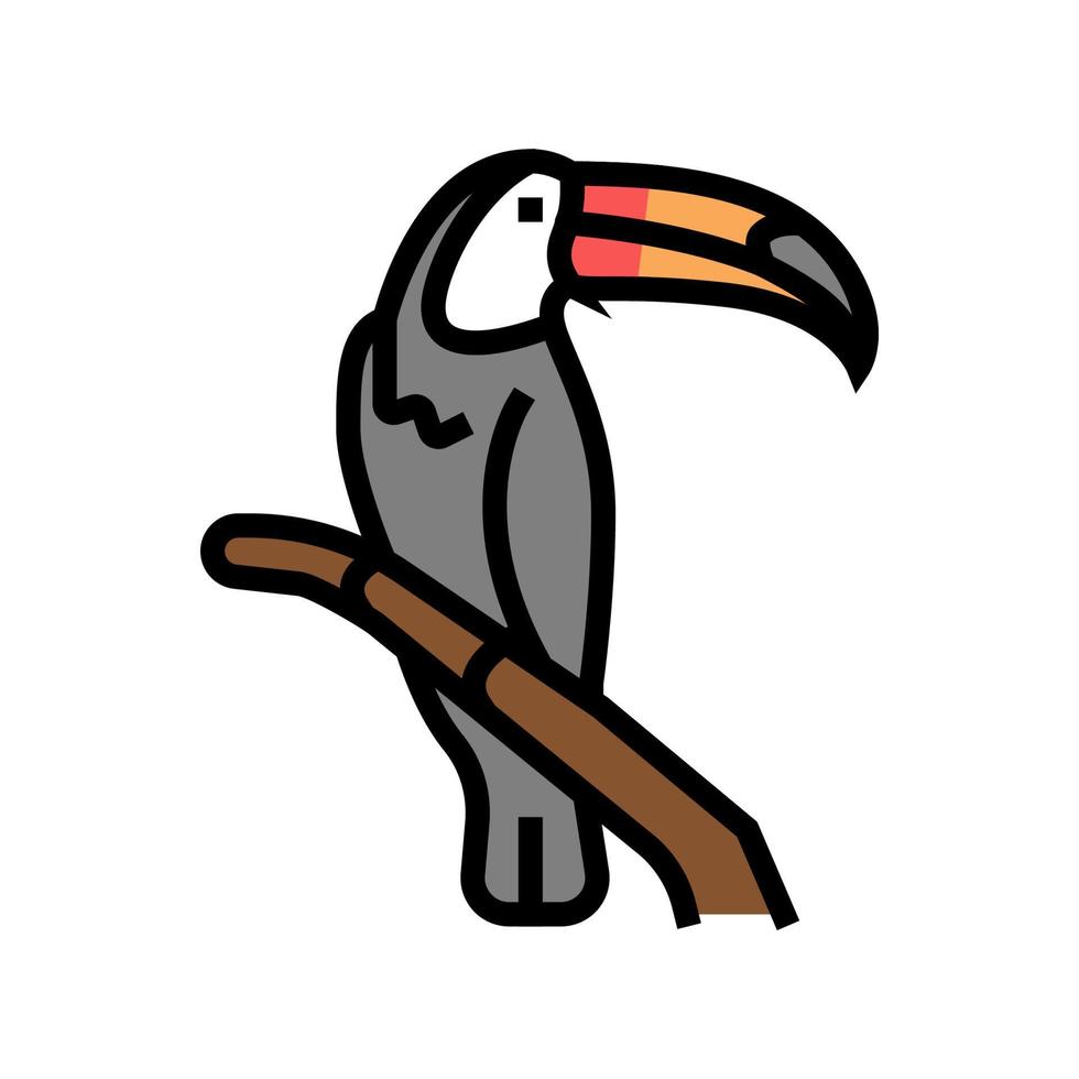 pájaro tucán en la ilustración de vector de icono de color de zoológico