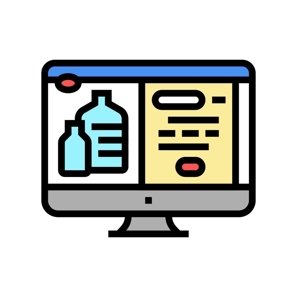 web site for ordering water in internet online color icon vector illustration