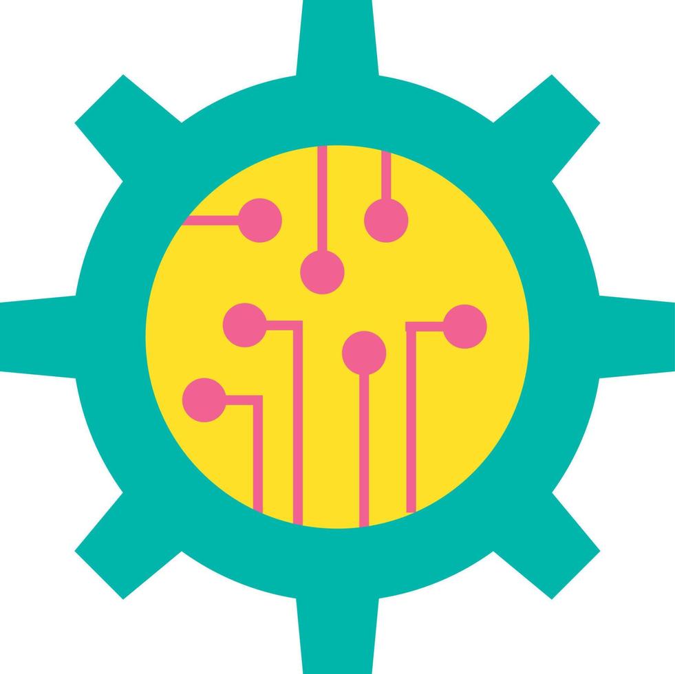 Design Stylish Colorful Gear with Microchip Icon vector