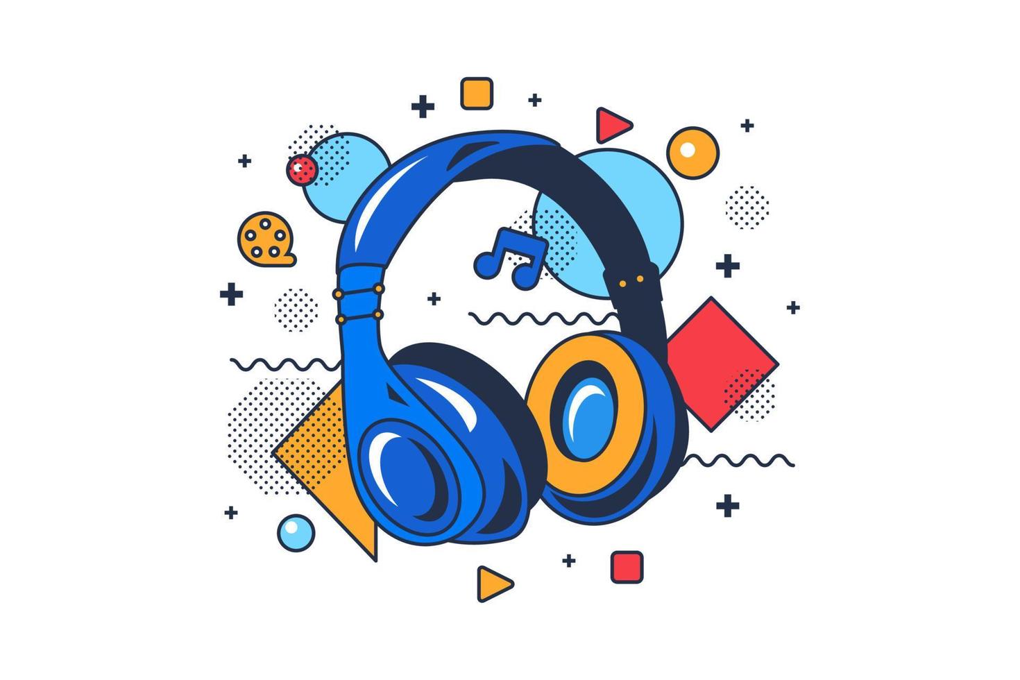 Professional music headphone digital device vector