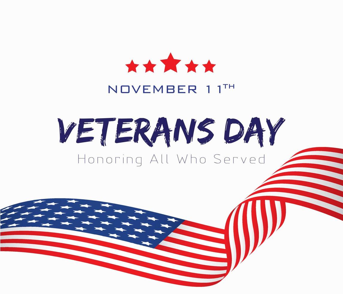 feliz día de los veteranos con la ilustración de la bandera de estados unidos. 11 de noviembre vector de fondo del día de los veteranos.
