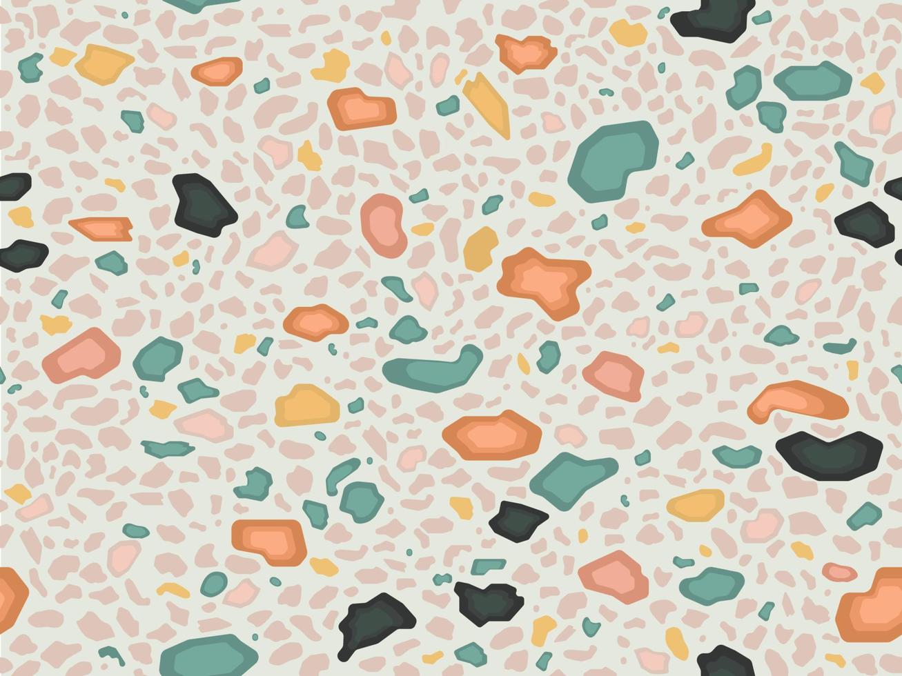 Terrazzo floor marble seamless hand crafted pattern. Traditional venetian material.Granite and quartz rocks and sprinkles mixed on polished surface.Abstract vector background for architecture designs