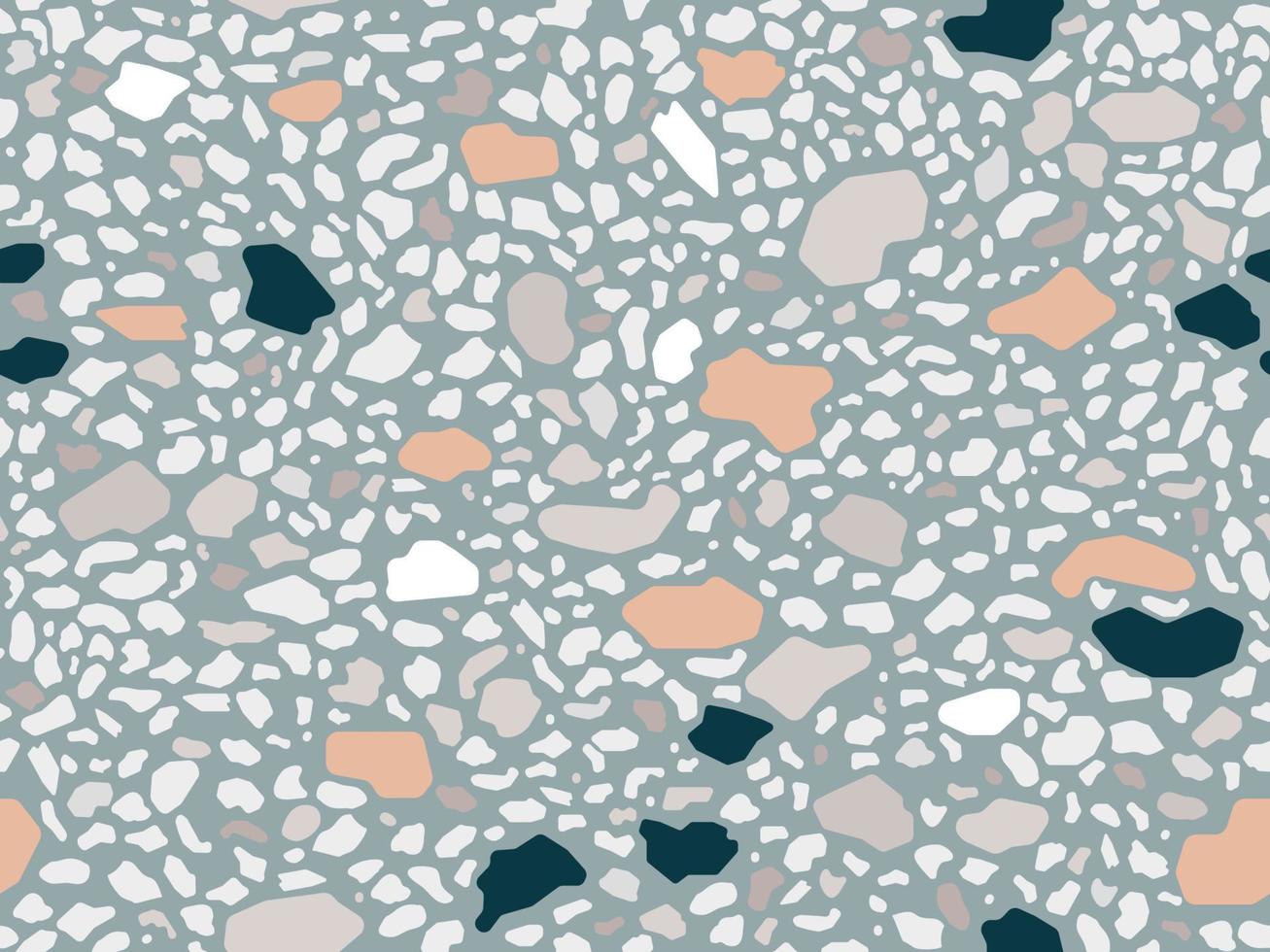 Terrazzo floor marble seamless hand crafted pattern. Traditional venetian material.Granite and quartz rocks and sprinkles mixed on polished surface.Abstract vector background for architecture designs