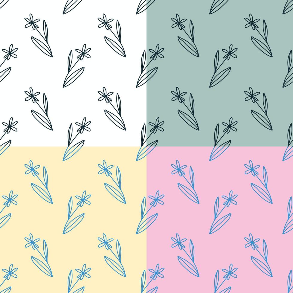 cute florals spring seamless design for fabric or wallpaper set vector