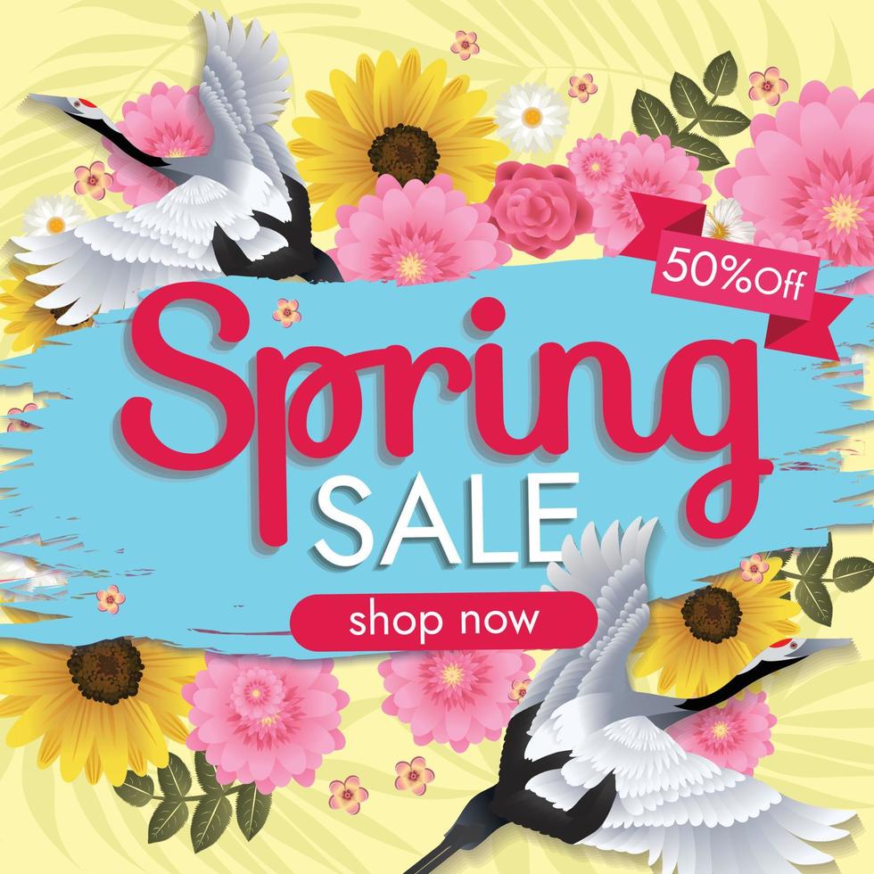 yellow florals hello spring background for holidays vector