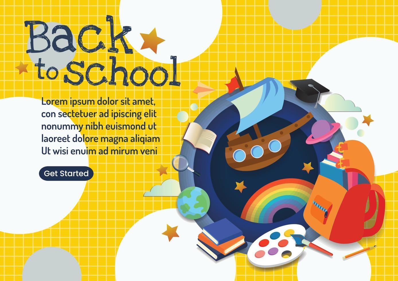 back to school for website banner on yellow background design vector