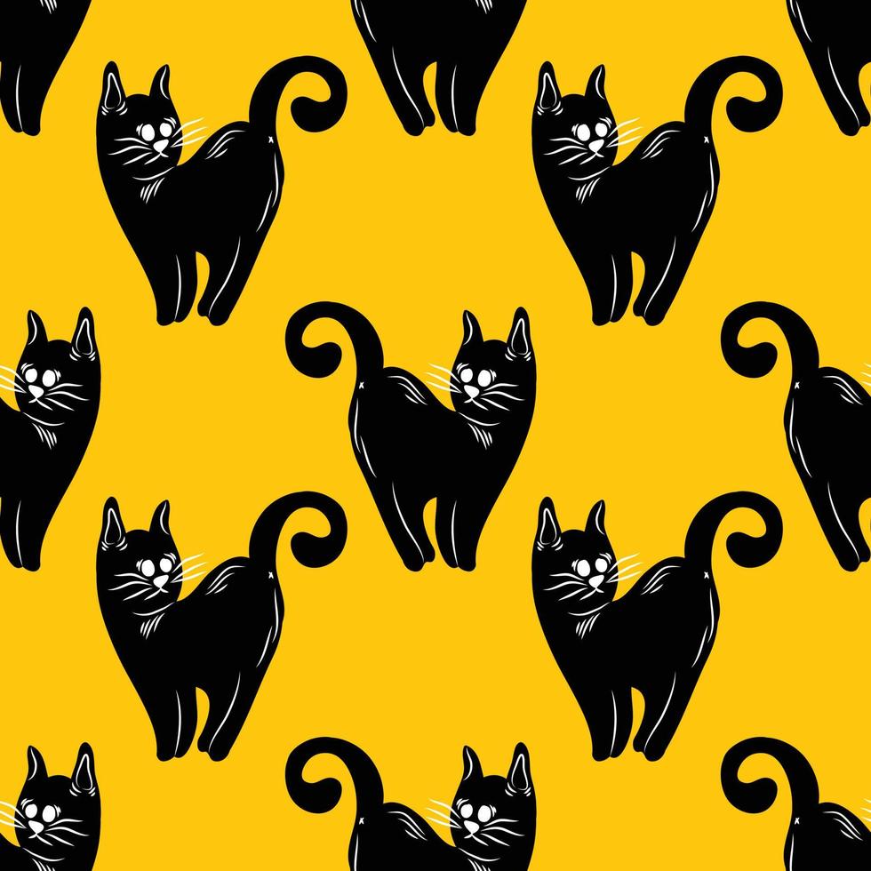 halloween cute item seamless vector design yellow background