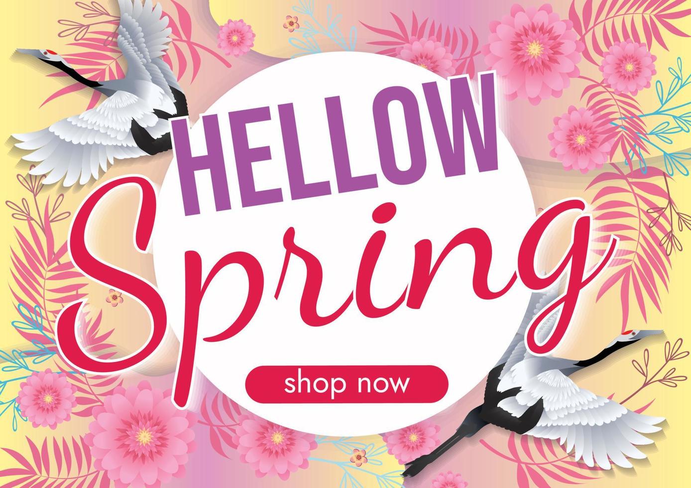 pink florals hello spring background for holidays mood vector