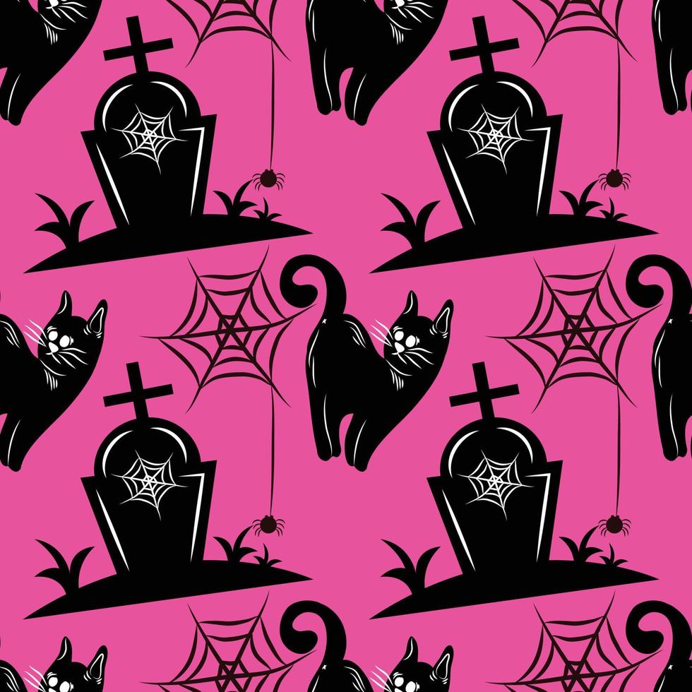 halloween cute item seamless vector design pink background