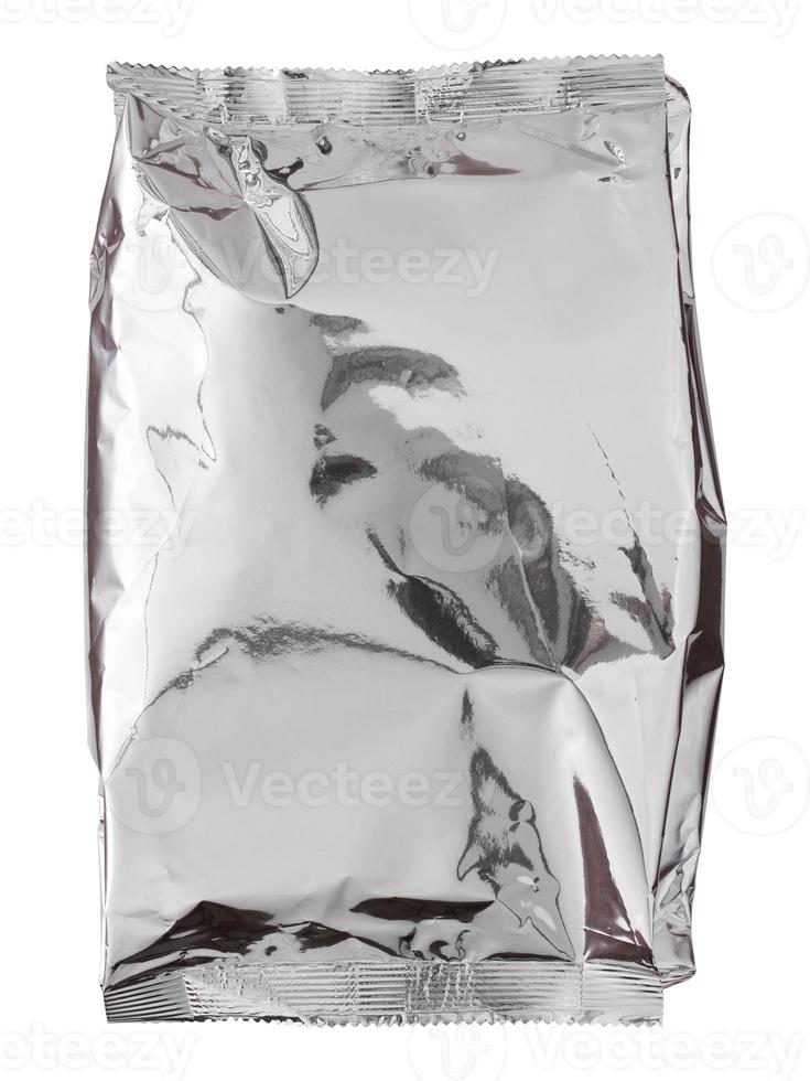 Foil package bag isolated on white with clipping path photo