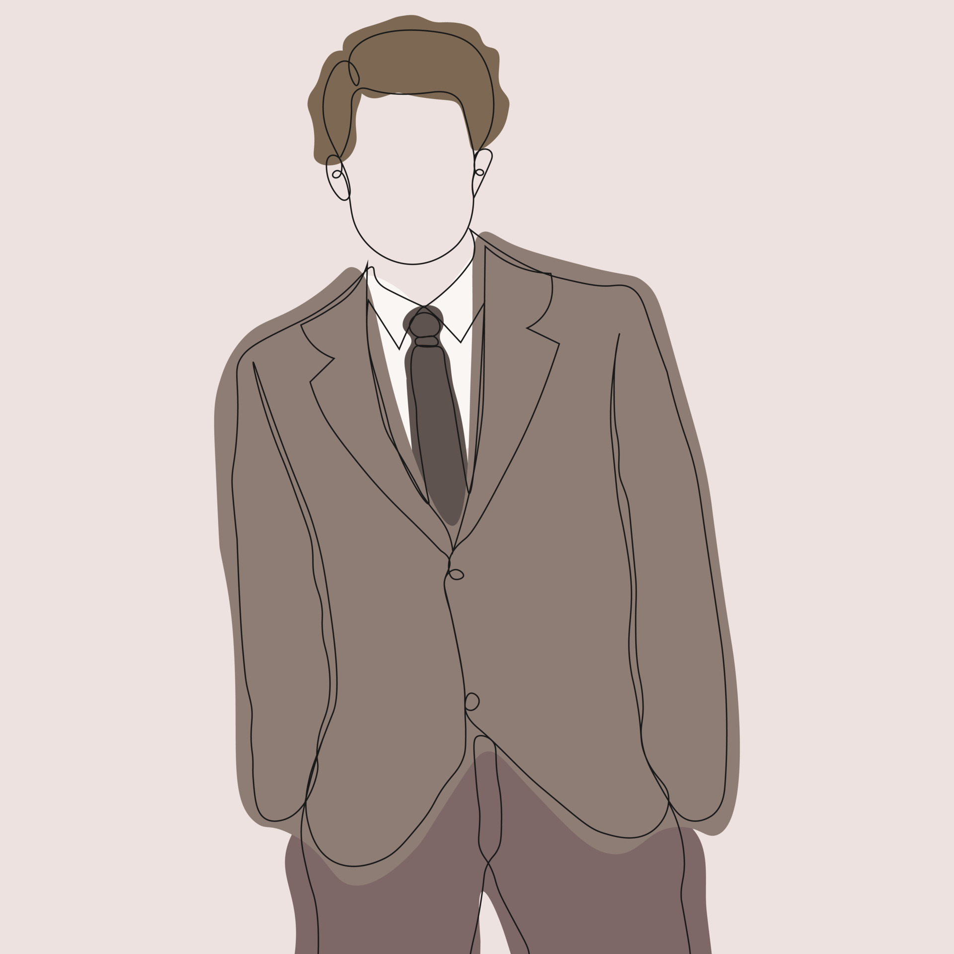 Single line drawing of a man in a tuxedo. Vector illustration. 10224687