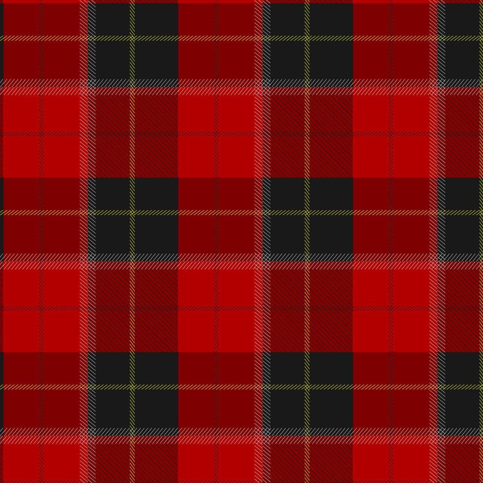 Pattern in black, red and yellow checkered. Checkered background. Seamless fabric texture. Vector illustration.