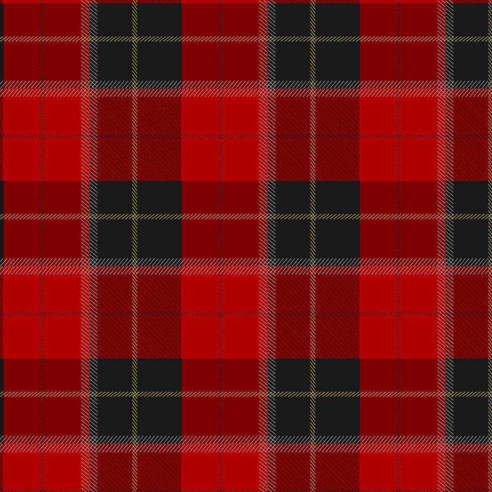 Pattern in black, red and yellow checkered. Checkered background. Seamless fabric texture. Vector illustration.