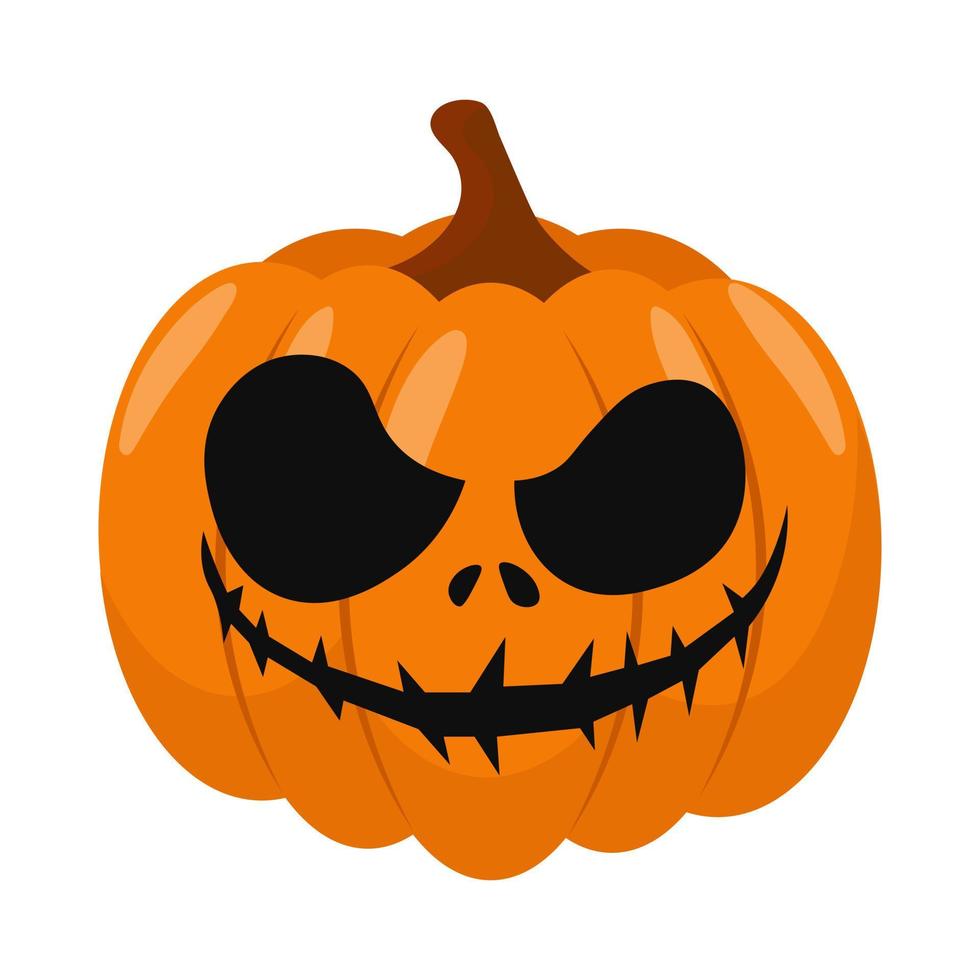 Halloween pumpkin in flat style for poster, banner, greeting card. Vector illustration.