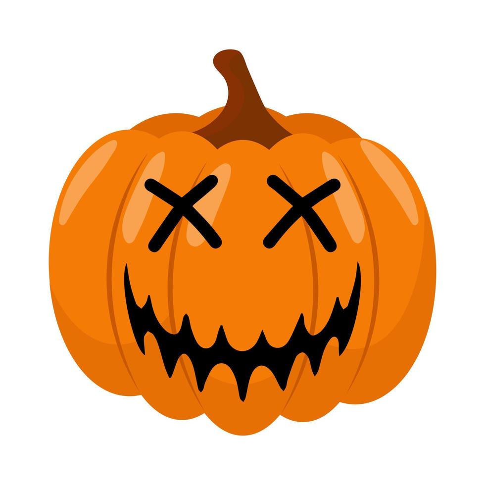 Halloween pumpkin in flat style for poster, banner, greeting card. Vector illustration.