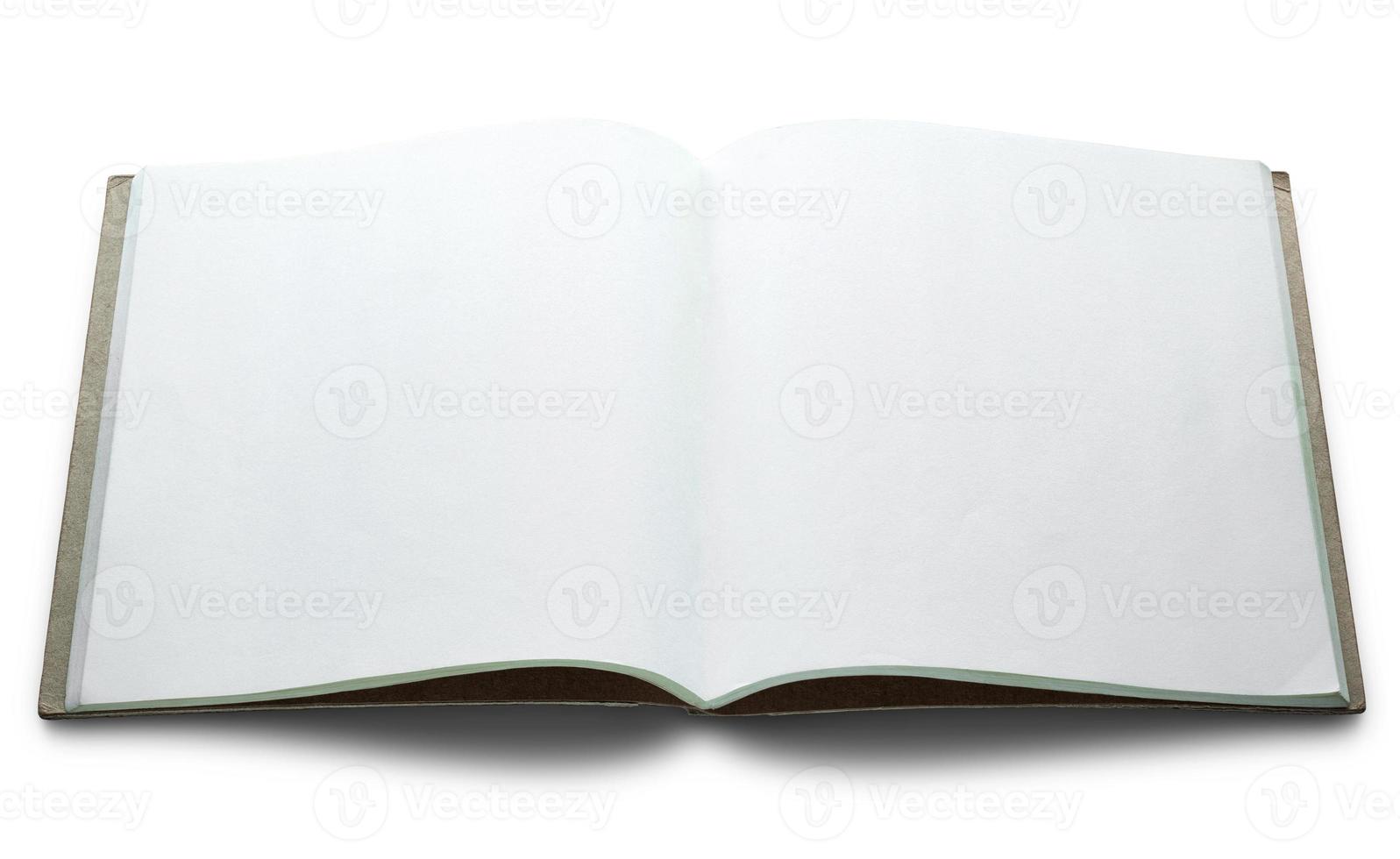 blank open book isolated on white background photo