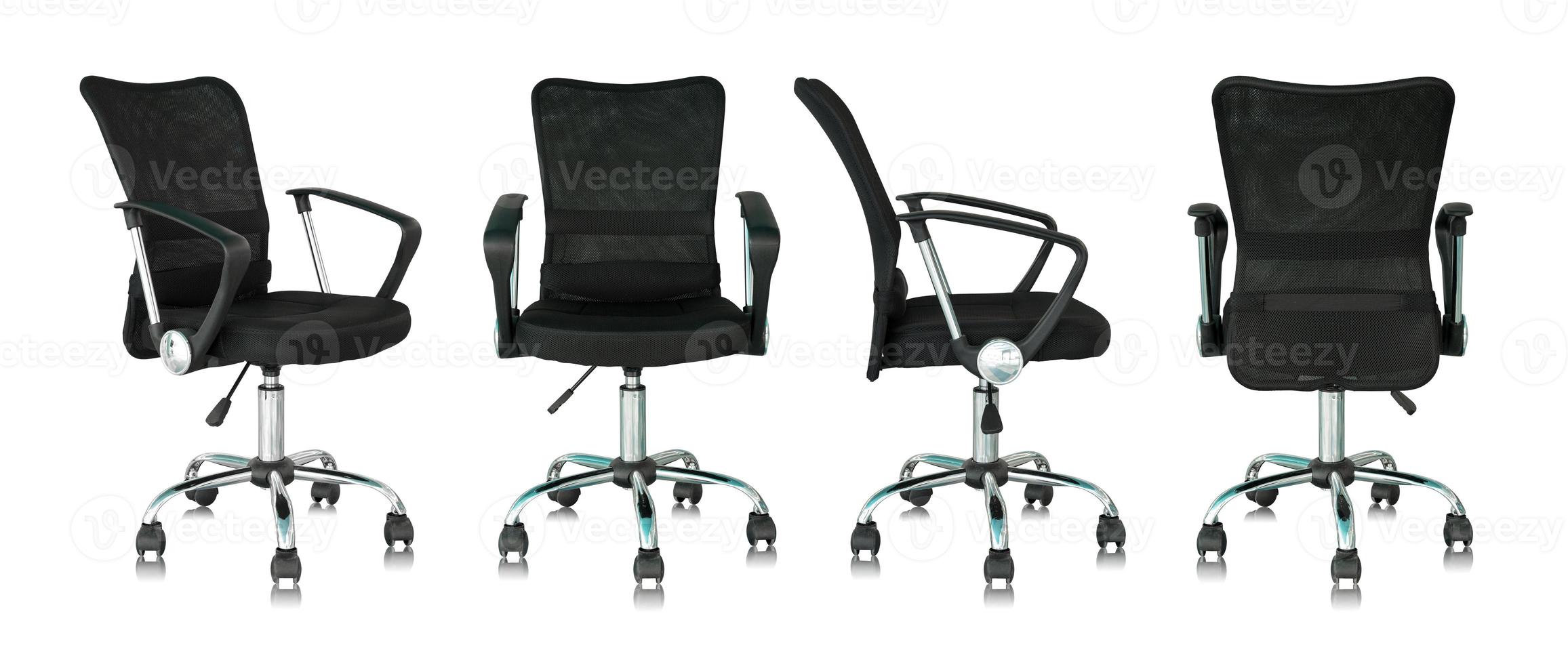 set of black office chair isolated on white background photo