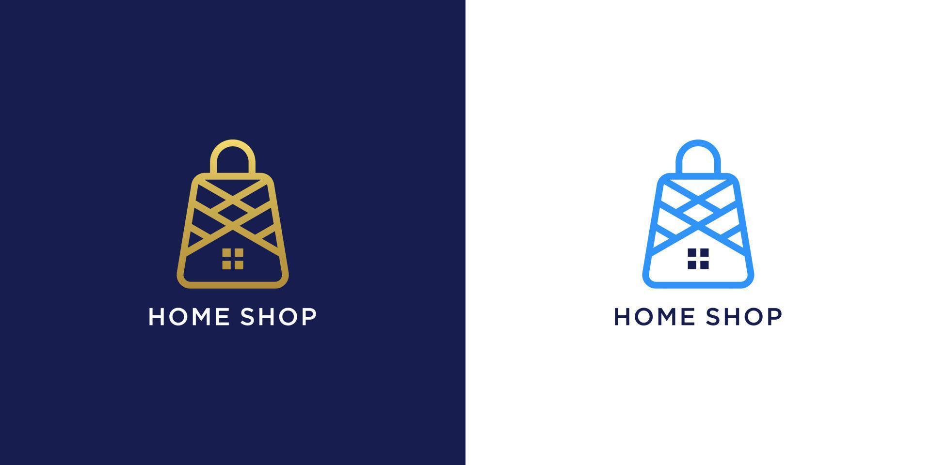 Shop house logo with line art style vector