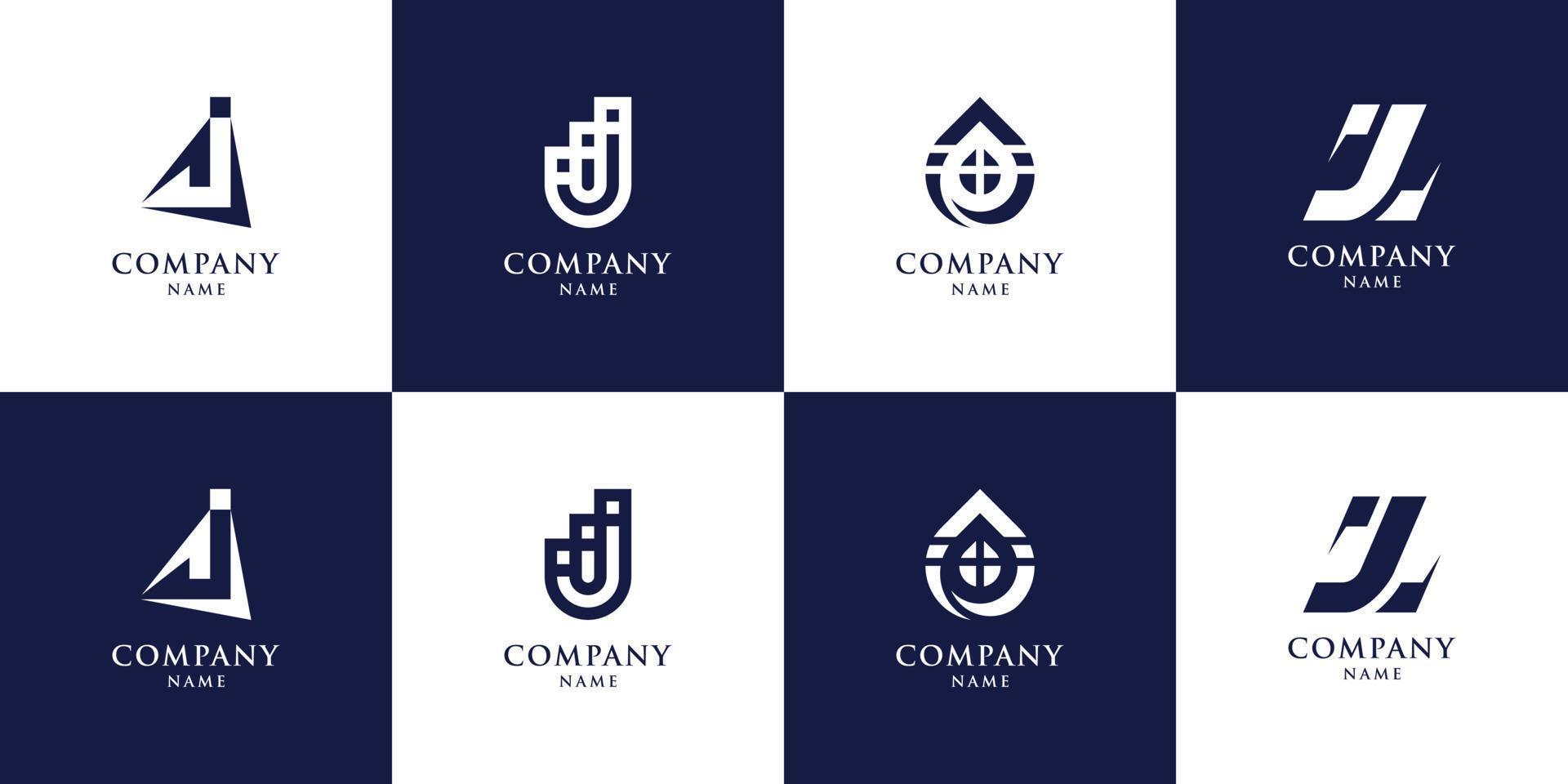 Set of monogram initial letter j logo with concept creative vector