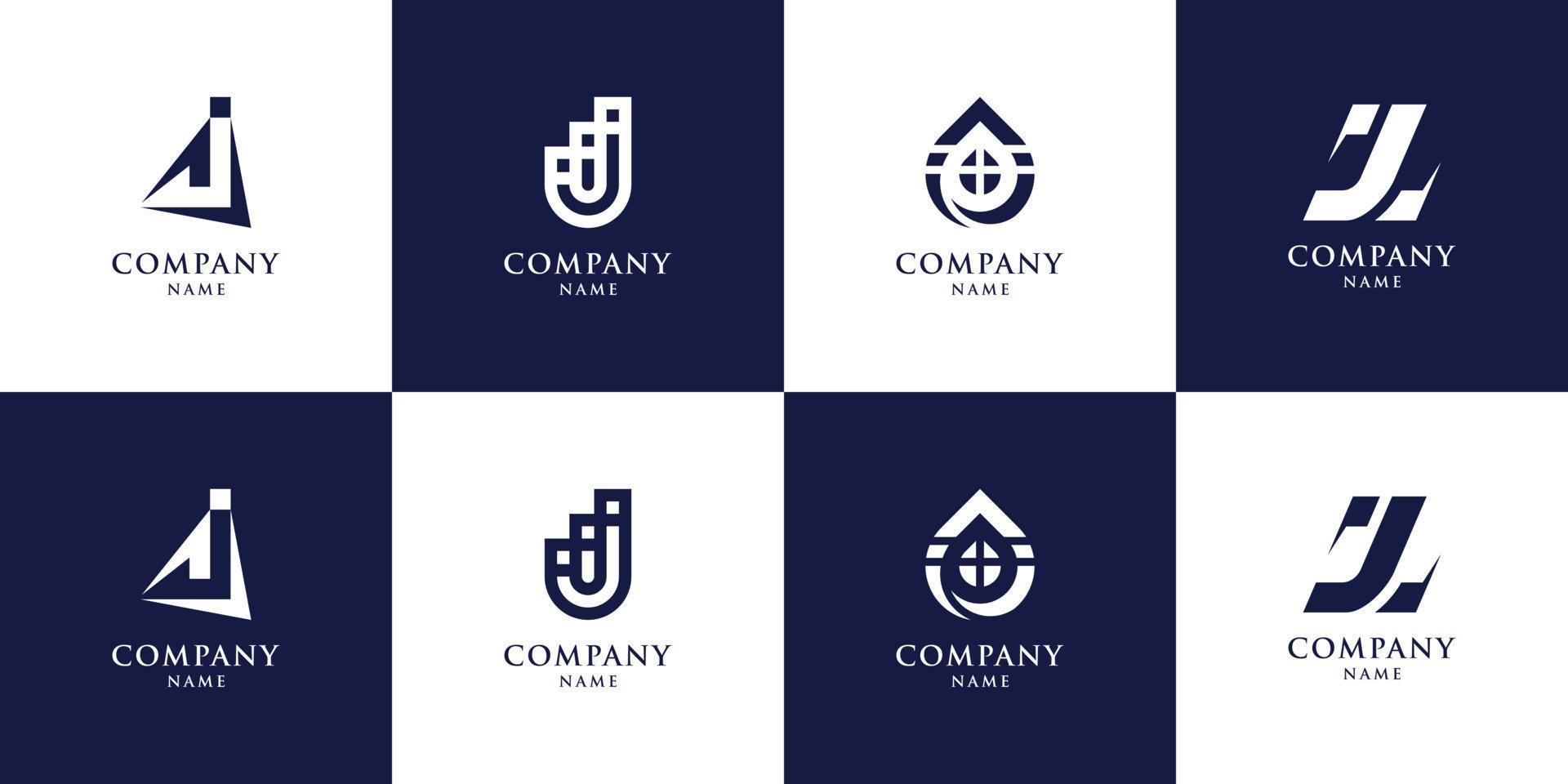 conjunto de logotipo de letra j inicial de monograma con concepto creativo vector