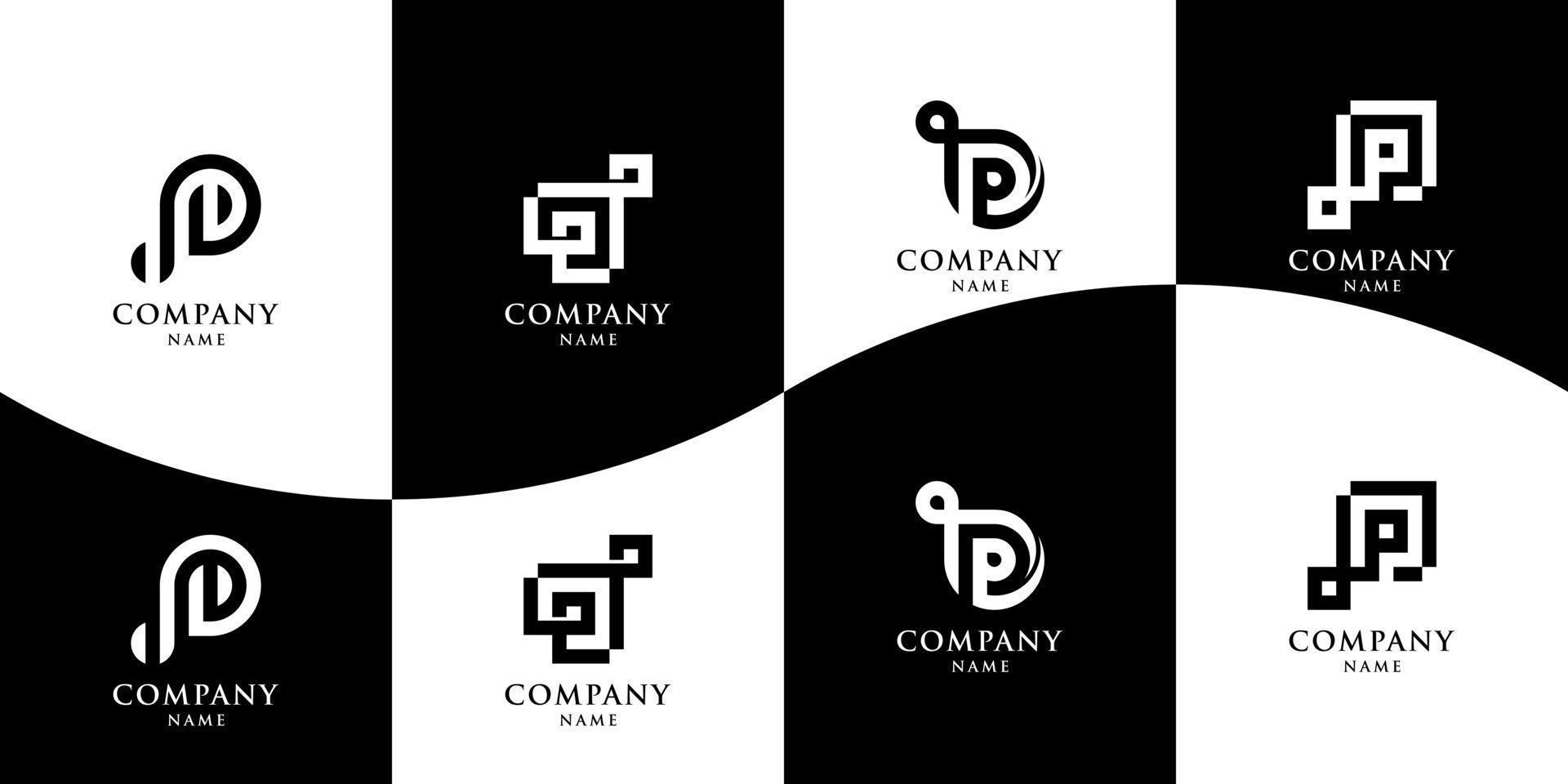 conjunto de logotipo de letra p vector