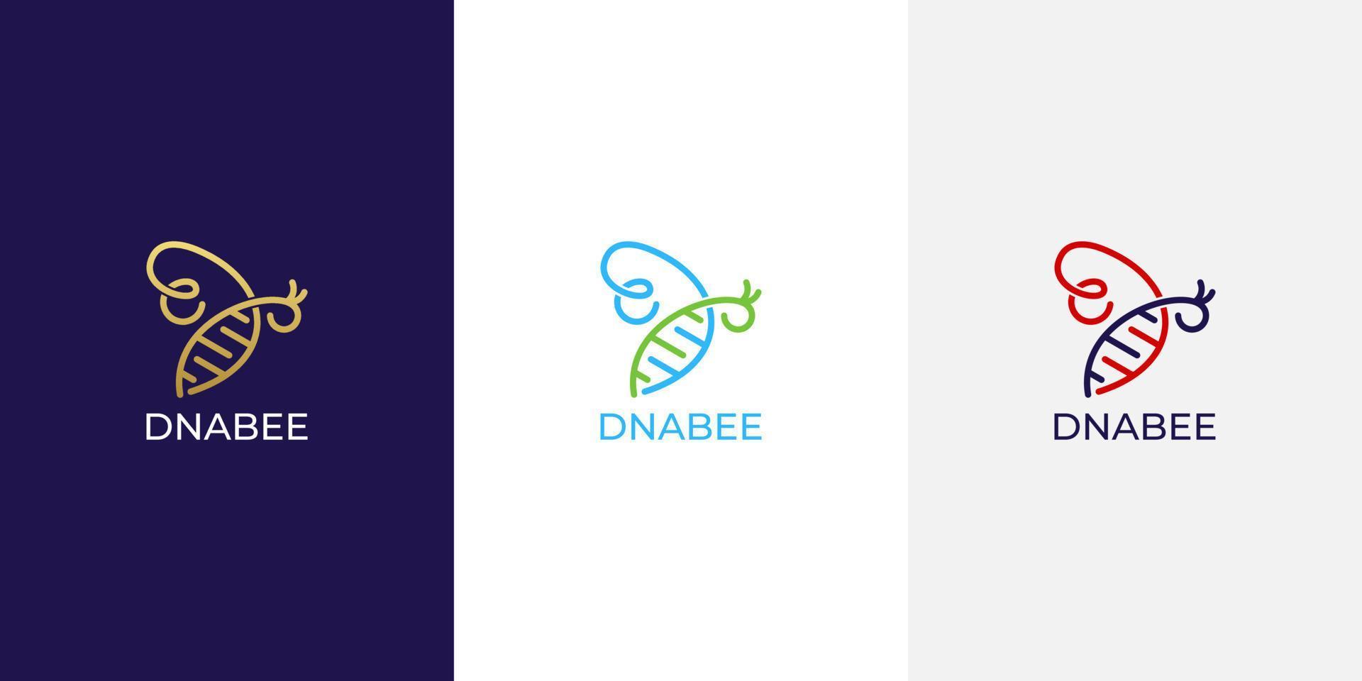 Bee DNA logo icon with line art style vector