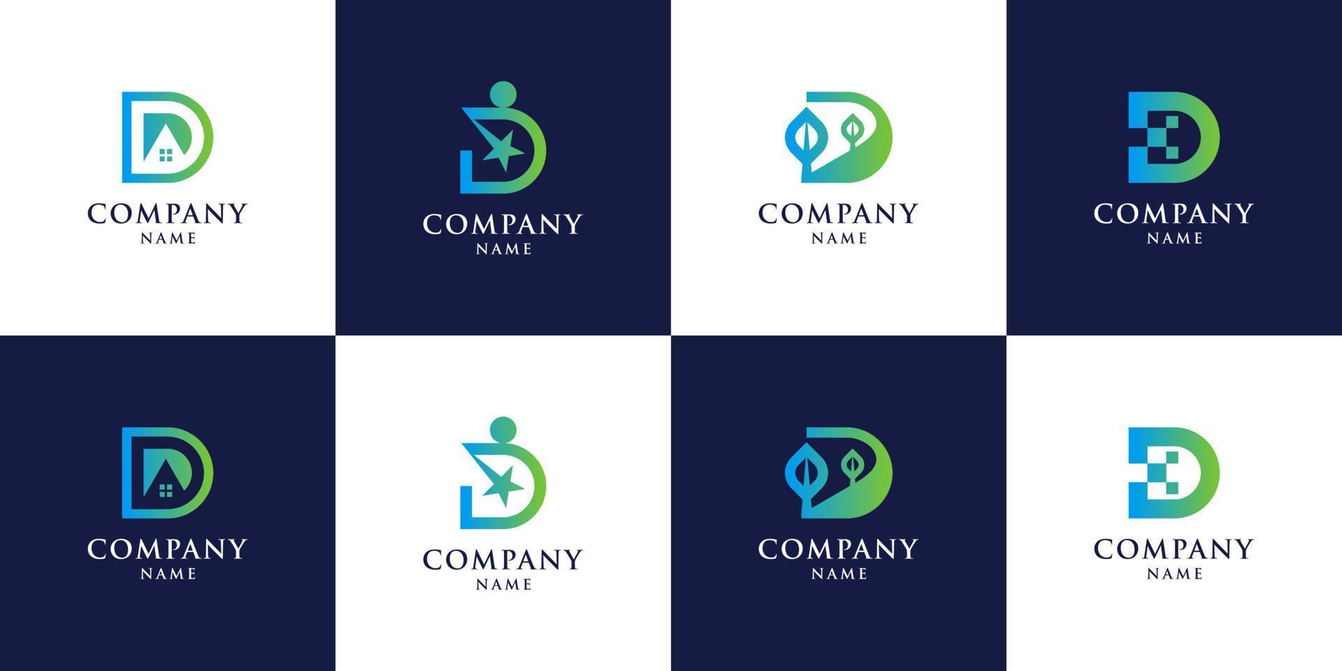 Set of monogram initial letter d logo with concept creative vector